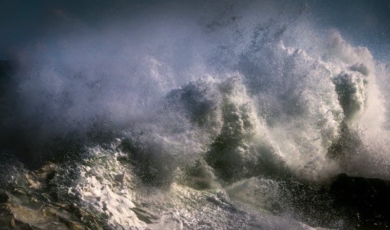 Waves crashing in a stormy sea