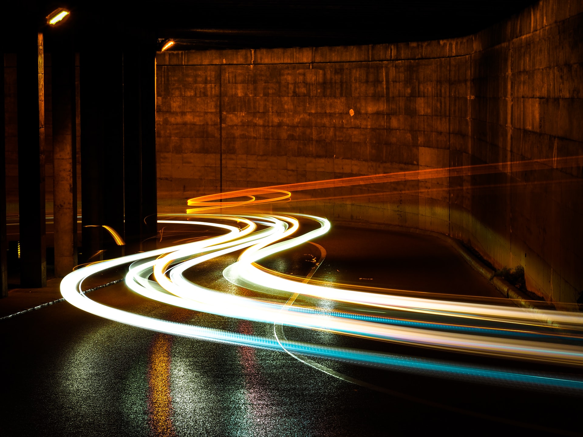 car lights zooming by